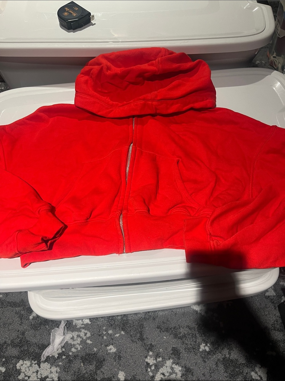 H&M Red Zip-Up Hooded Sweatshirt